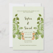 Groen Roos Bloemen Bruiloft Thema Kaart (Voorkant)
