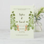 Groen Roos Bloemen Bruiloft Thema Kaart (Staand voorkant)