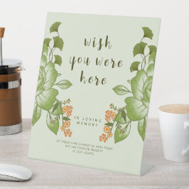 Groen Roos Bloemen Bruiloft Thema Reclamebord Met Voetstuk