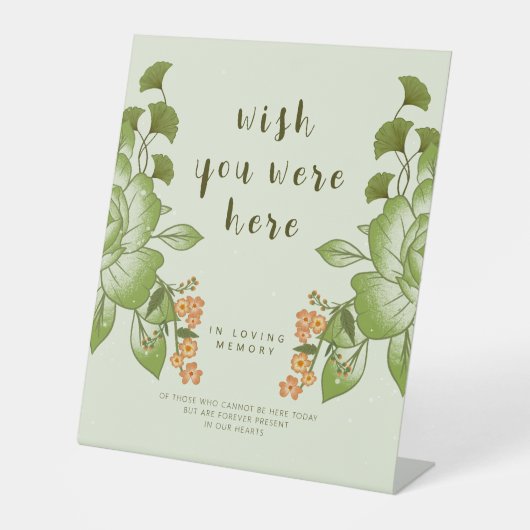 Groen Roos Bloemen Bruiloft Thema Reclamebord Met Voetstuk (Voorkant)