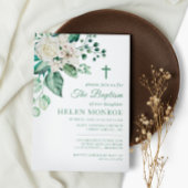 Groen Roos Bloemen Doop Kaart