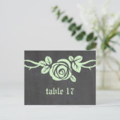Groen Roos Chalkboard Table Number Briefkaart (Staand voorkant)