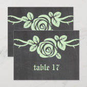Groen Roos Chalkboard Table Number Briefkaart (Voorkant / Achterkant)