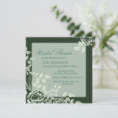 Groen Roos Elegant Vrijgezellenfeest Uitnodigen Kaart (Staand voorkant)