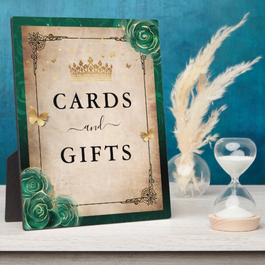 Groen Roos en gouden kroonKaarten en cadeaubonnen Fotoplaat (Zijkant)