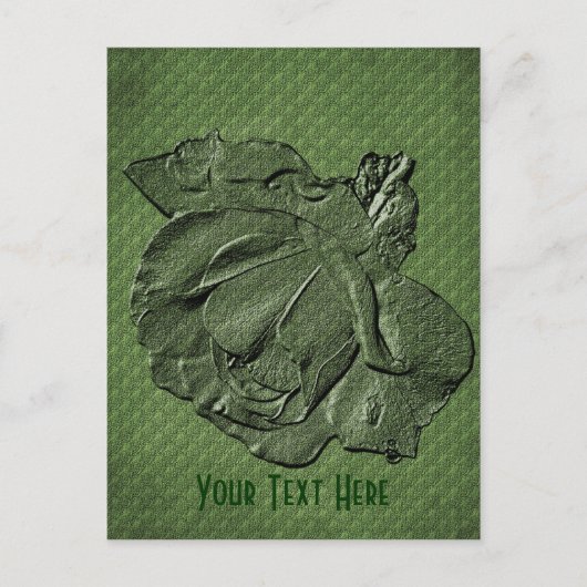 Groen Roos Floral  Briefkaart (Voorkant)