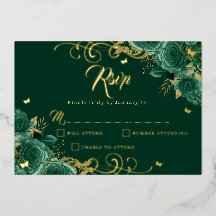 Groen Roos Floral Gold Swirl Gold Quinceanera