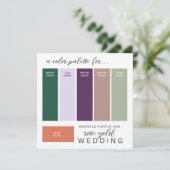 Groen Roos Gold Paars Wedding Color Palette Kaart (Staand voorkant)