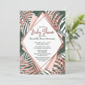 Groen Roos Gold Tropical Palm Tree Baby shower Kaart (Staand voorkant)