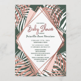 Groen Roos Gold Tropical Palm Tree Baby shower Kaart