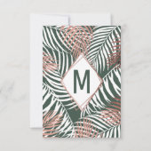 Groen Roos Gold Tropische palmboombladeren Save The Date (Achterkant)