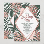Groen Roos Goud Tropische Palmboom Bachelorette Kaart (Voorkant / Achterkant)