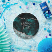 Groen & Roos Gouden Agaat Marmeren Trouwmonogram Papieren Bordje (Feest)