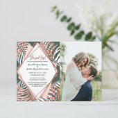 Groen Roos gouden tropische palmbomen met een brui Aankondiging (Staand voorkant)