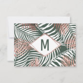 Groen Roos gouden tropische palmbomen met een brui Aankondiging (Achterkant)