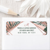 Groen Roos gouden tropische palmbomen met een brui Etiket (Insitu)