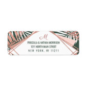 Groen Roos gouden tropische palmbomen met een brui Etiket (Voorkant)