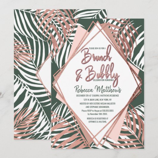 Groen Roos goudpalm Bubble Kaart (Voorkant / Achterkant)