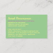 Groen Roos Haar Vrouw Janitorial Huis Schoonmaken Visitekaartje (Achterkant)