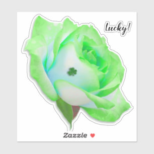 Groen Roos met Shamrock Sticker