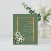 Groen Roos Wit Boeket BUDGET Huwelijksuitnodiging (Staand voorkant)