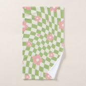 Groen roze afgehandelde Floral Bad Handdoek (Handdoek)