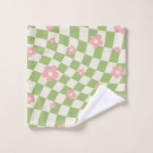 Groen roze afgehandelde Floral Bad Handdoek (Wasdoekje)