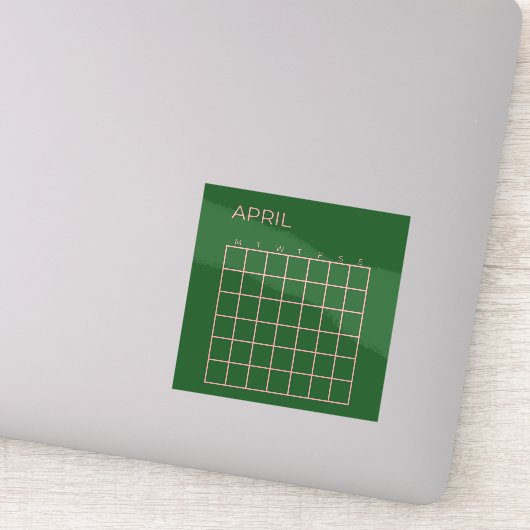 Groen Roze April Ongedateerde Kalender voor Organi Sticker (Detail)
