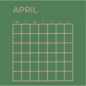 Groen Roze April Ongedateerde Kalender voor Organi Sticker (Voorkant)
