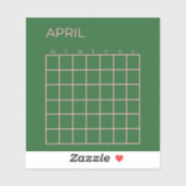 Groen Roze April Ongedateerde Kalender voor Organi Sticker (Vel)