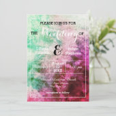 Groen/Roze Aquarel - Trouw Uitnodiging (Staand voorkant)
