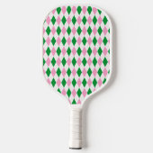 Groen Roze Argyle Monogram Pickleball Paddle (Achterkant)