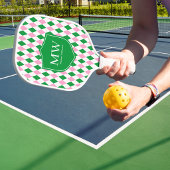 Groen Roze Argyle Monogram Pickleball Paddle