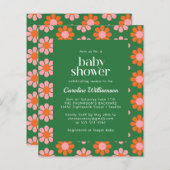 Groen roze Baby shower van de Kute Retro Flowers (Voorkant / Achterkant)