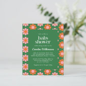 Groen roze Baby shower van de Kute Retro Flowers (Staand voorkant)