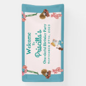 Groen Roze Ballerina Kat Kids Verjaardagsfeest Spandoek (Verticaal)