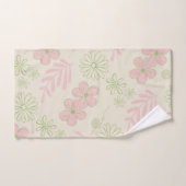 Groen Roze Beige Retro Y2K 70s Bloempatroon Bad Handdoek (Handdoek)