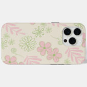 Groen Roze Beige Retro Y2K 70s Bloempatroon Case-Mate iPhone Case (Achterkant (horizontaal))