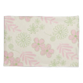 Groen Roze Beige Retro Y2K 70s Bloempatroon Kussensloop (Achterkant)