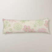 Groen Roze Beige Retro Y2K 70s Bloempatroon Lichaamskussen (Achterkant)
