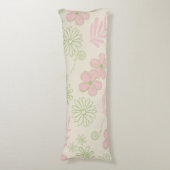 Groen Roze Beige Retro Y2K 70s Bloempatroon Lichaamskussen (Voorkant Verticaal)