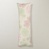 Groen Roze Beige Retro Y2K 70s Bloempatroon Lichaamskussen (Achterkant (Verticaal))