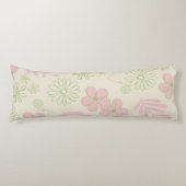Groen Roze Beige Retro Y2K 70s Bloempatroon Lichaamskussen (Voorkant)