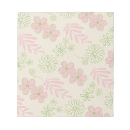 Groen Roze Beige Retro Y2K 70s Bloempatroon Notitieblok