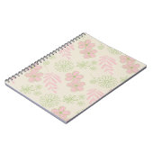 Groen Roze Beige Retro Y2K 70s Bloempatroon Notitieboek (Linkerzijde)