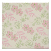 Groen Roze Beige Retro Y2K 70s Bloempatroon Perfect Poster (Voorkant)