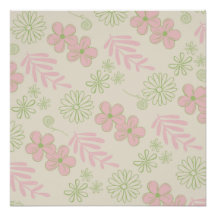 Groen Roze Beige Retro Y2K 70s Bloempatroon