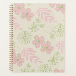 Groen Roze Beige Retro Y2K 70s Bloempatroon Planner