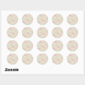 Groen Roze Beige Retro Y2K 70s Bloempatroon Ronde Sticker (Vel)
