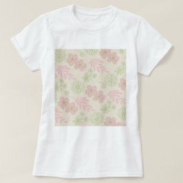 Groen Roze Beige Retro Y2K 70s Bloempatroon T-shirt